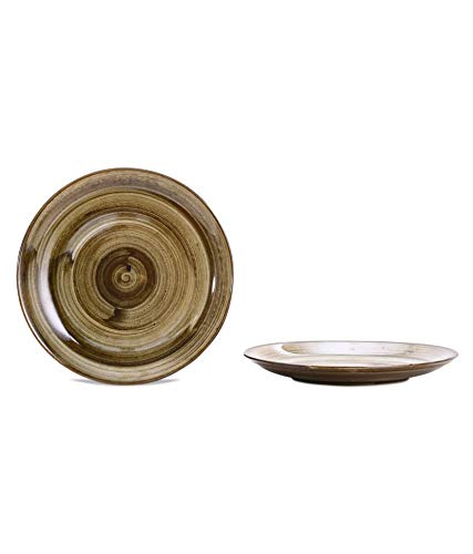 Caffeine Ceramic Handmade Stoneware Brown Wooden Quarter Plate 7”(Set of 2 Microwave & Dishwasher Safe) - Image 4