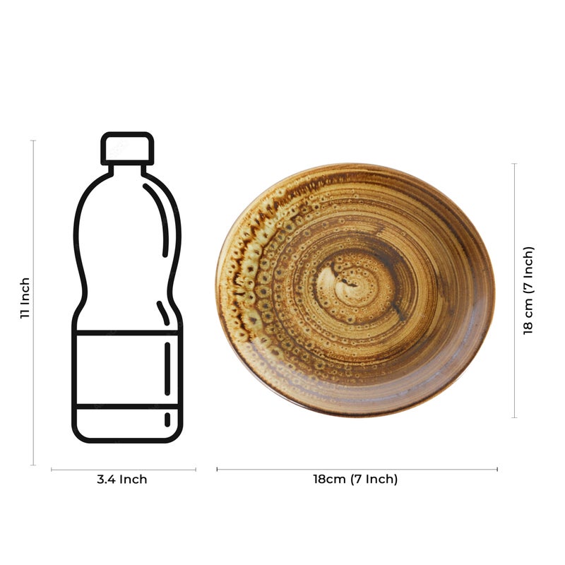 Caffeine Ceramic Handmade Stoneware Brown Wooden Quarter Plate 7”(Set of 2 Microwave & Dishwasher Safe) - Image 5