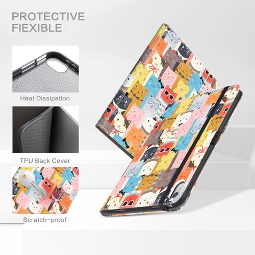 Lokigo Case for iPad 10th Generation 10.9 Inch 2022, iPad 11th Generation Case 11 Inch 2025(A16), with Pencil Holder, Heavy Duty Shockproof Hybrid Protective Cover, Funny Cat - Image 4