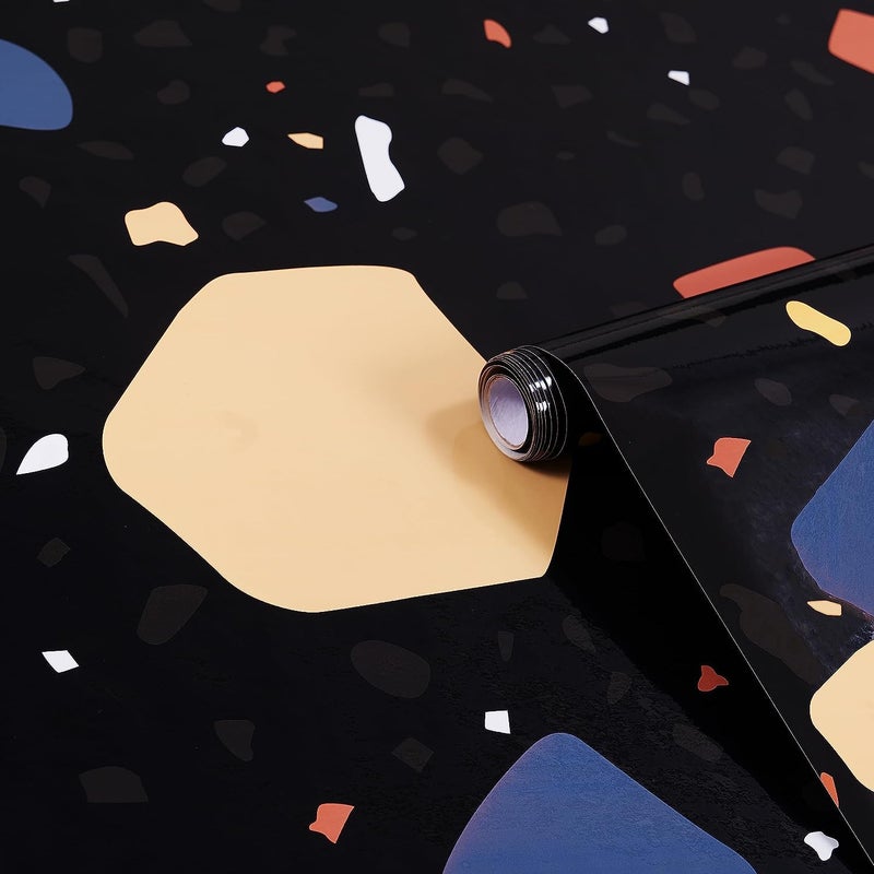 FLETIX Vinyl Peel and Stick Waterproof Wallpaper for Old Furniture Self Adhesive and Removable Surfaces for Home Cabinet Oil Proof Kitchen Countertop Stickers (1, Black Dot(60x200cm)) - Image 1