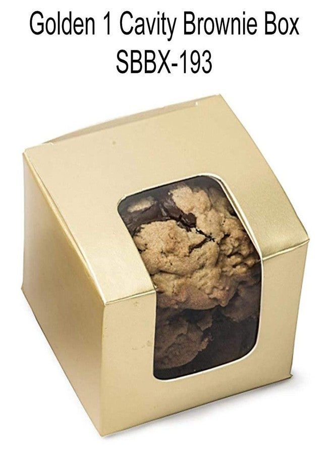 Cake Decor Golden 1 Cavity Brownie Boxes with Clear Window, Cupcake Carriers, Golden, 10 Pc Pack - Image 2