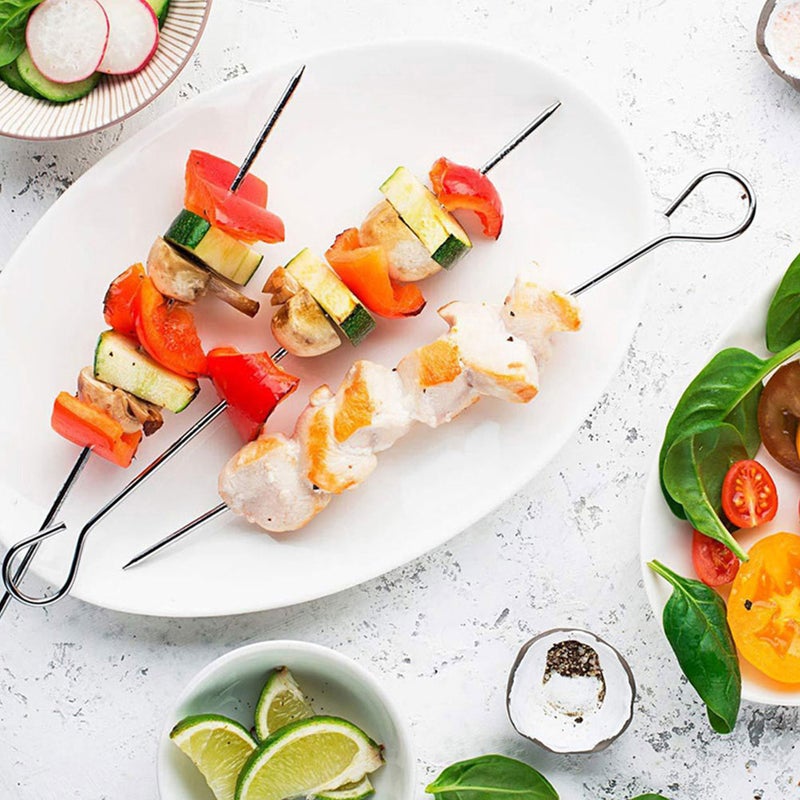 20Pcs Stainless Steel Skewers BBQ Meat Skewers Kitchen Barbecue Skewers Reusable Barbecue Sticks - Image 1