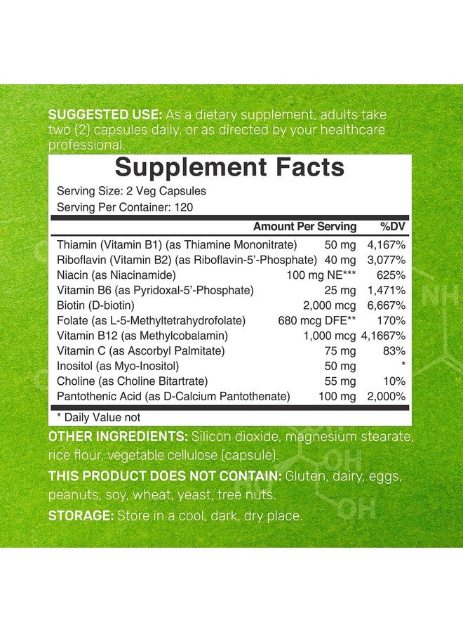 DEAL SUPPLEMENT Bioactive Vitamin B Complex, 240 Veggie Capsules - Methylated Multivitamin B Complex & Esterified Vitamin C - High Potency & Easy Absorption - Immune, Energy, & Metabolism Supplement - Non-GMO - Image 2