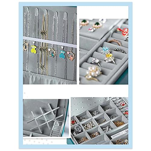 Kriva Jewelry Box- 2 Layer PU leather Organizer for women, girls, wives, with removable tray for necklace, earrings, rings, bracelets, vintage pink - Image 2