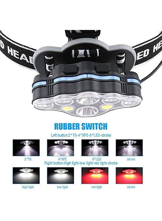 RYNX Portable 8LED Mini Headlamp Working Lamp Waterproof Flashlight Powered By 18650  For Nighttime Headlamp 60000LM LED Headlamp  - Image 5