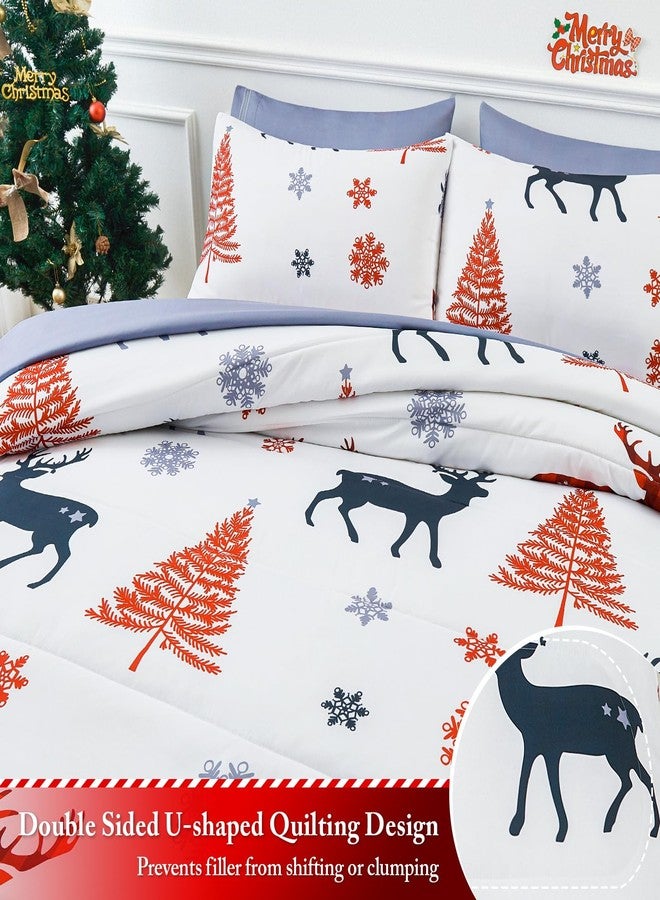 YIYEA Christmas Comforter Set, 7 Pieces Bed in a Bag, Christmas Bedding Sets with Comforter, Flat Sheet, Fitted Sheet, 2 Embroidered Pillowcases, and 2 Printed Pillowcases, Queen - Image 4