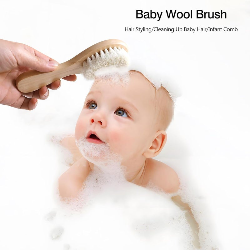 Kootinn 2 Pack Baby Hair Brush with Wooden Handle and Super Soft Goat Bristles for Newborns Toddlers - Image 3