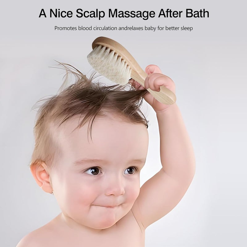 Kootinn 2 Pack Baby Hair Brush with Wooden Handle and Super Soft Goat Bristles for Newborns Toddlers - Image 4