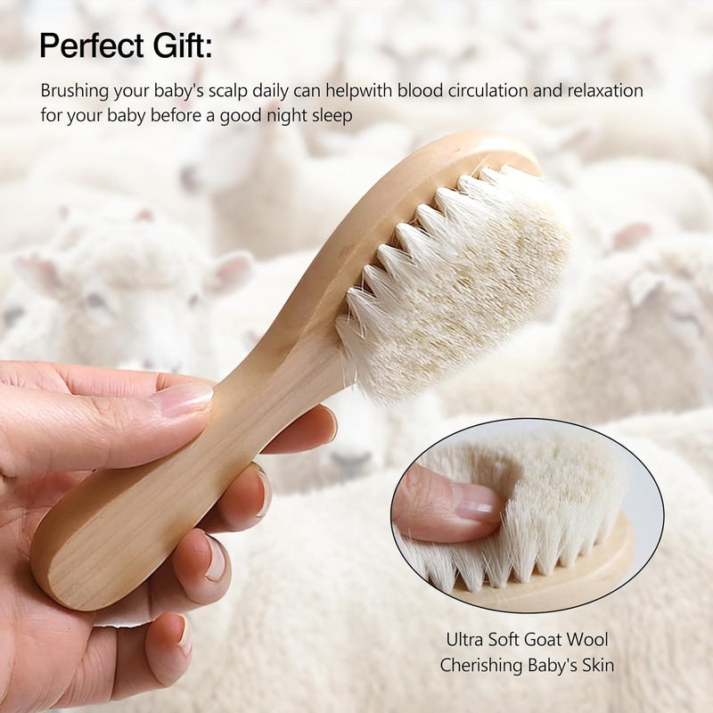 Kootinn 2 Pack Baby Hair Brush with Wooden Handle and Super Soft Goat Bristles for Newborns Toddlers - Image 5