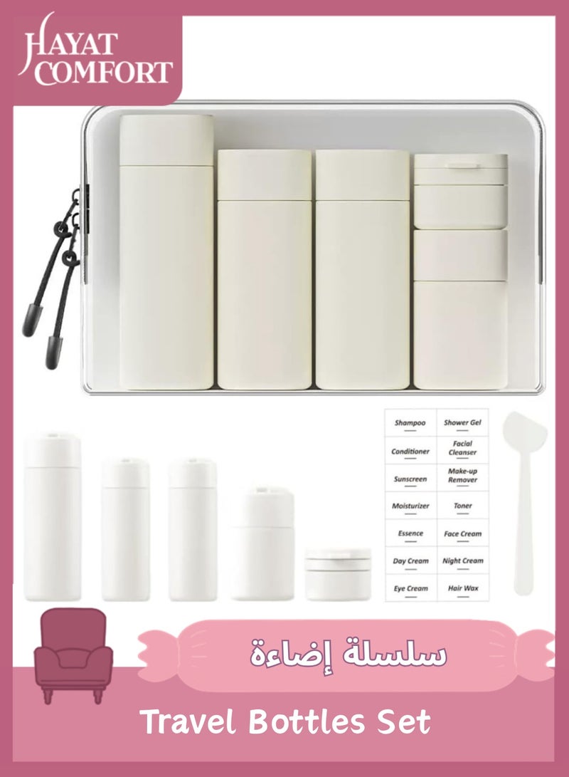 Hayat Comfort 5Pack Travel Bottles Set, Toiletry Bottles, Silicone Squeezable Travel Bottles, TSA Approved Refillable Squeezable Liquid Bottles for Shampoo Conditioner Lotion Body Wash, Unisex, Clear Bag Included(White) - Image 1