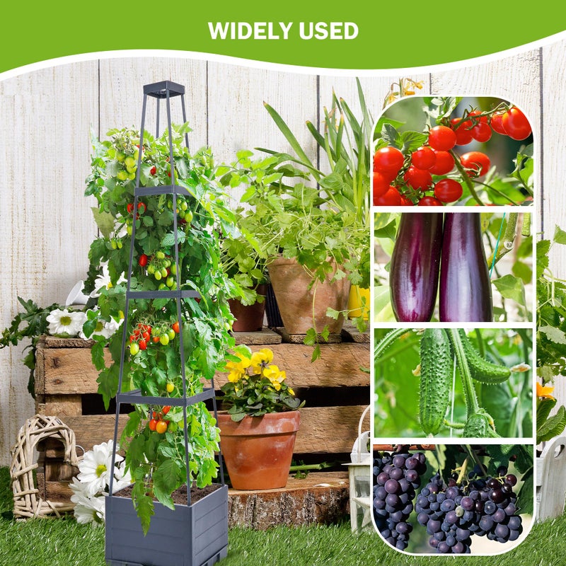 GENMOUS & CO. GENMOUS Raised Garden Bed with Tomato Planter Box Trellis, 56'' Tomato Cages for Garden, Tomato Planter Cage for Patio for Climbing Plants Vegetable Vine Flowers Outdoor & Indoor, 2 Pack - Image 3