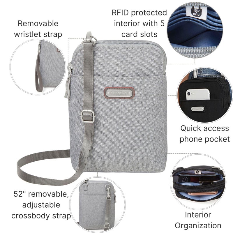 Baggallini Take Two RFID Bryant Crossbody - 5x7.25 Lightweight Small Phone Wallet Crossbody Bag - Nylon Travel Purse - Image 3