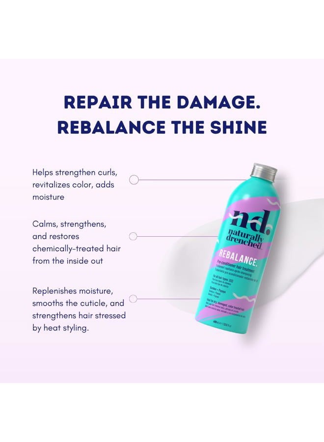 Naturally Drenched Rebalance Pre-Conditioner Hair Treatment for Dry, Damaged or Color Treated Hair | Vegan, Phalate & Paraben-Free | 13.5 Ounces - Image 3
