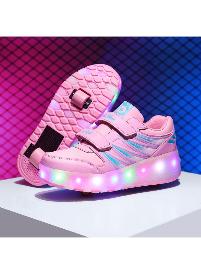 NIBEMINENT LED Flash Light Sneaker Skate Shoes with Wheels USB Charging Roller Skates Shoes