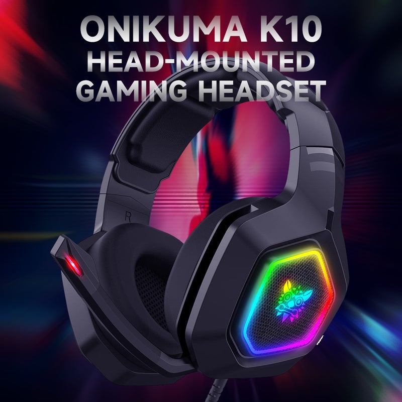 ONIKUMA K10 Head-mounted RGB Gaming Headset with 50mm Driver Unit High Sensitive Adjustable Microphone Wide Compatibility - Image 2