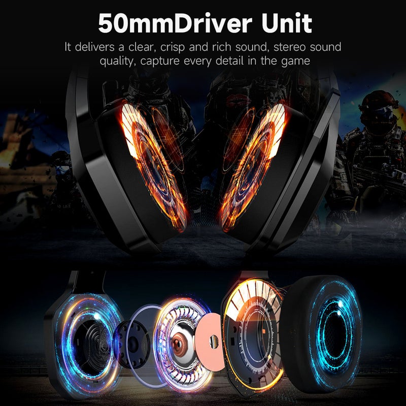 ONIKUMA K10 Head-mounted RGB Gaming Headset with 50mm Driver Unit High Sensitive Adjustable Microphone Wide Compatibility - Image 4