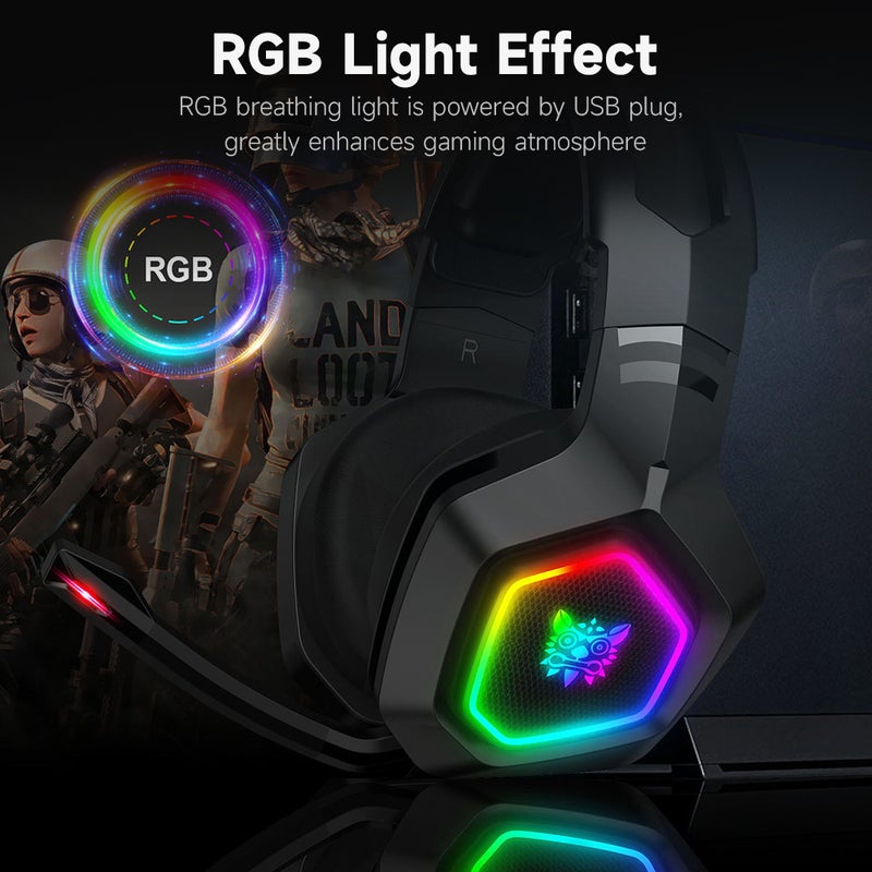 ONIKUMA K10 Head-mounted RGB Gaming Headset with 50mm Driver Unit High Sensitive Adjustable Microphone Wide Compatibility - Image 3