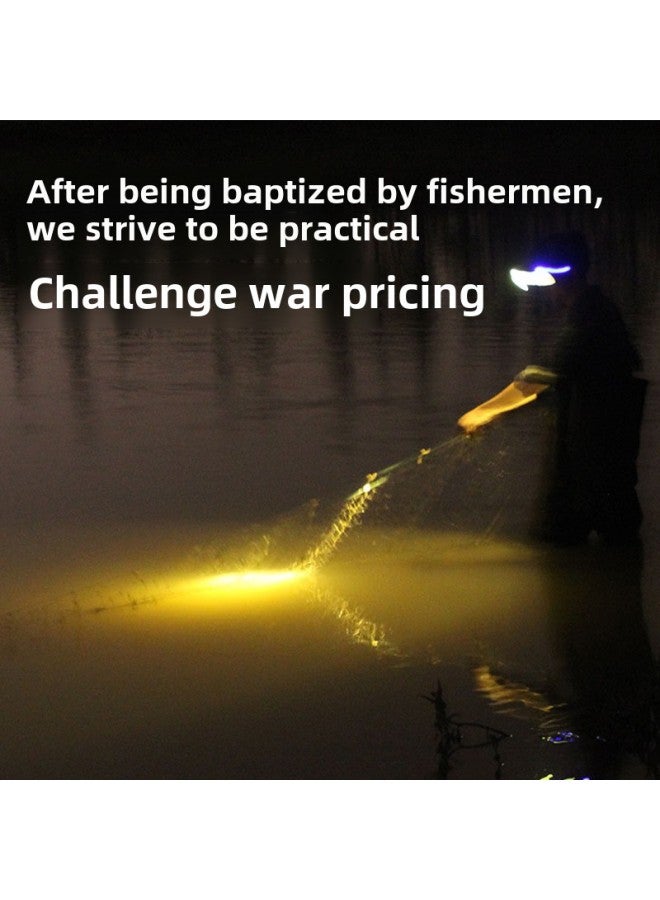 Blue Light Fishing Lamp Four Light Source Night Fishing Lamp Strong Light Charging Zoom Long-range LED Life Waterproof Field Fishing Lamp-Color:Super Bright Four Light Source [three Leg Bracket] Set - Image 2