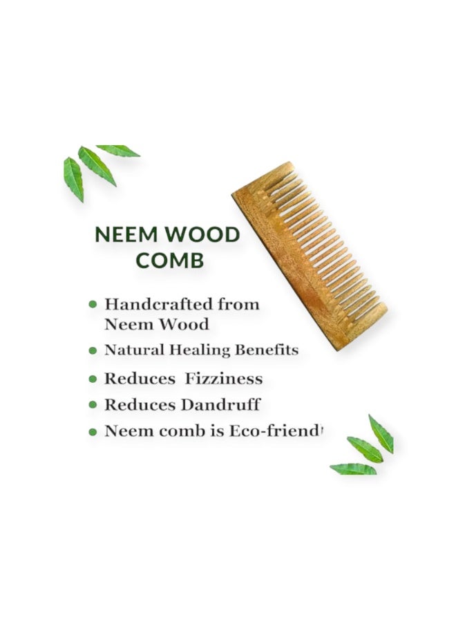 Zodiac Neem Wood Hair Comb for Hair Growth, Dandruff Control & Reduced Hair Fall | Wide & Thin Teeth EXNWD13 - Image 3