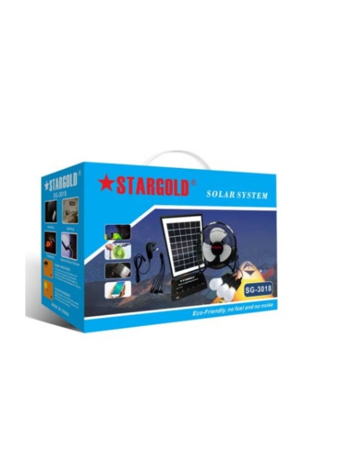 Stargold Solar Lighting System 6W Solar Panel 3LED Bulbs With 5W Fan 5 In 1 Charging Cable Control Box With Built In Battery  - Image 3
