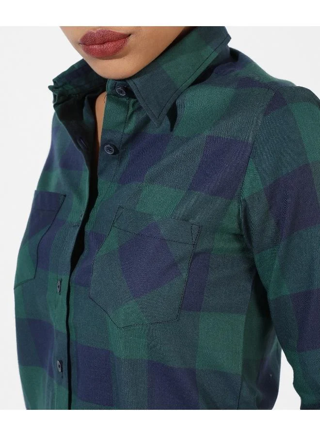 Campus Sutra Women's Multicolour Checkered Regular Fit Shirt