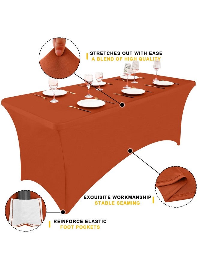 Smiry 2 Pack Spandex Table Cloth 6FT, Elastic Fitted Stretch Tablecloths for Rectangle Tables, Washable Table Cover for Outdoor, Wedding, Banquet & Parties (Rust, 72Lx30Wx30H Inch) - Image 2