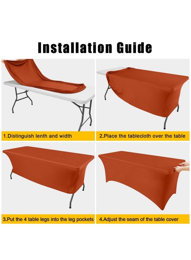 Smiry 2 Pack Spandex Table Cloth 6FT, Elastic Fitted Stretch Tablecloths for Rectangle Tables, Washable Table Cover for Outdoor, Wedding, Banquet & Parties (Rust, 72Lx30Wx30H Inch) - Image 5