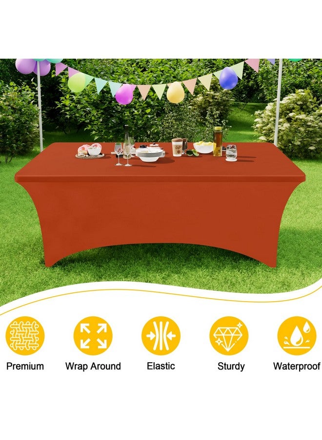 Smiry 2 Pack Spandex Table Cloth 6FT, Elastic Fitted Stretch Tablecloths for Rectangle Tables, Washable Table Cover for Outdoor, Wedding, Banquet & Parties (Rust, 72Lx30Wx30H Inch) - Image 3
