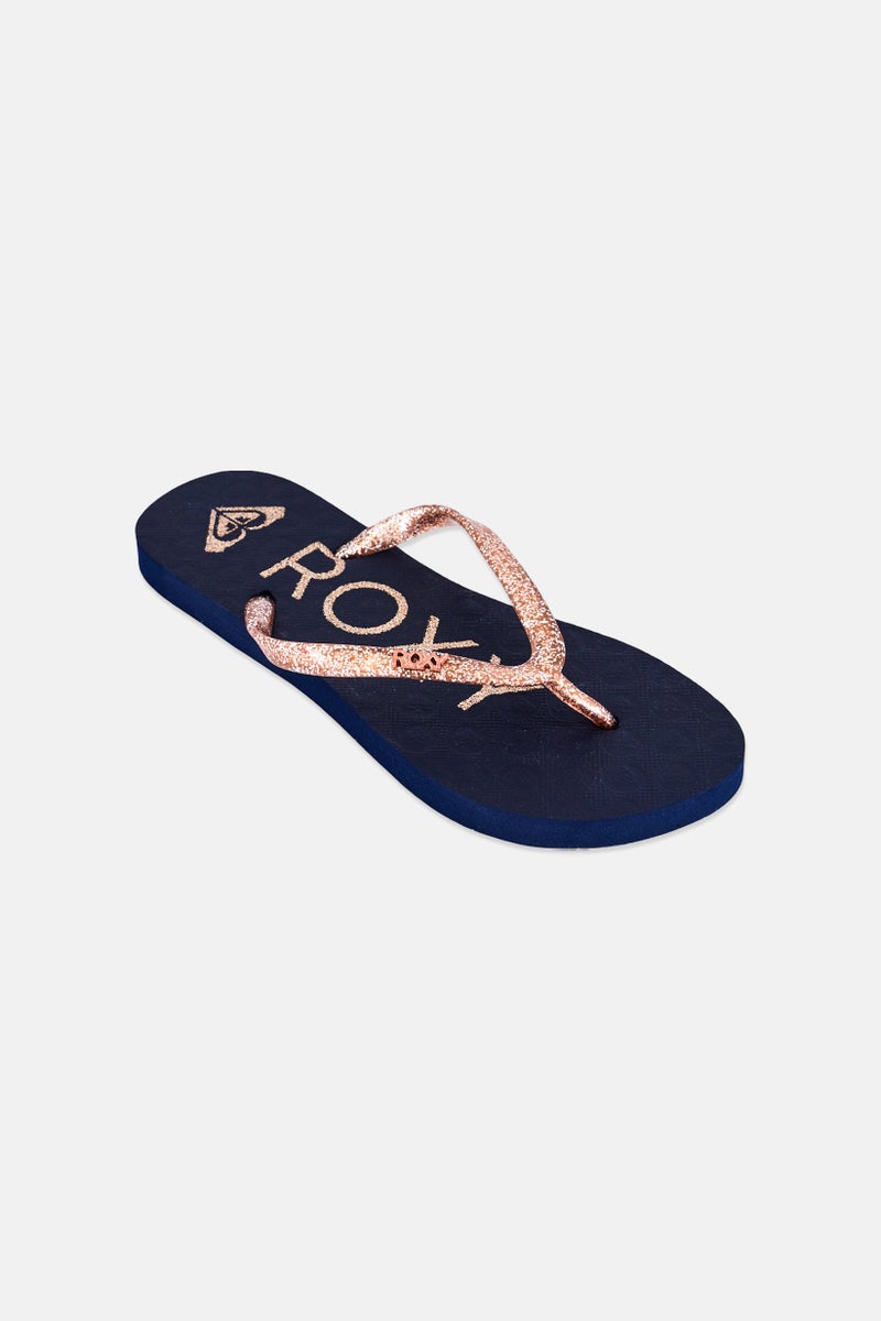 Roxy Kids Girl Sparkle Slip On Slipper, Navy Blue - Image 1