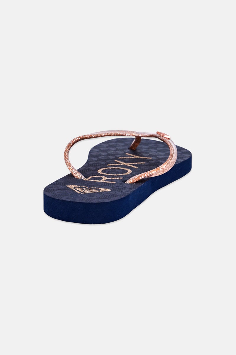 Roxy Kids Girl Sparkle Slip On Slipper, Navy Blue - Image 4