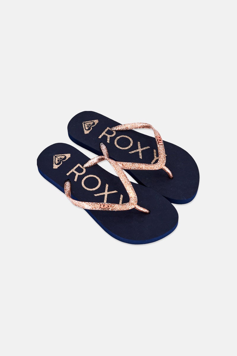 Roxy Kids Girl Sparkle Slip On Slipper, Navy Blue - Image 2