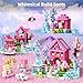 GobiDex Magnetic Blocks GobiDex 100PCS Kids Pink Princess Castle Building Blocks Set Enchanting Cottage with Cute Pets for Girls Age 3 STEM Sensory Building Toy for Toddler Birthday Gift - Image 4