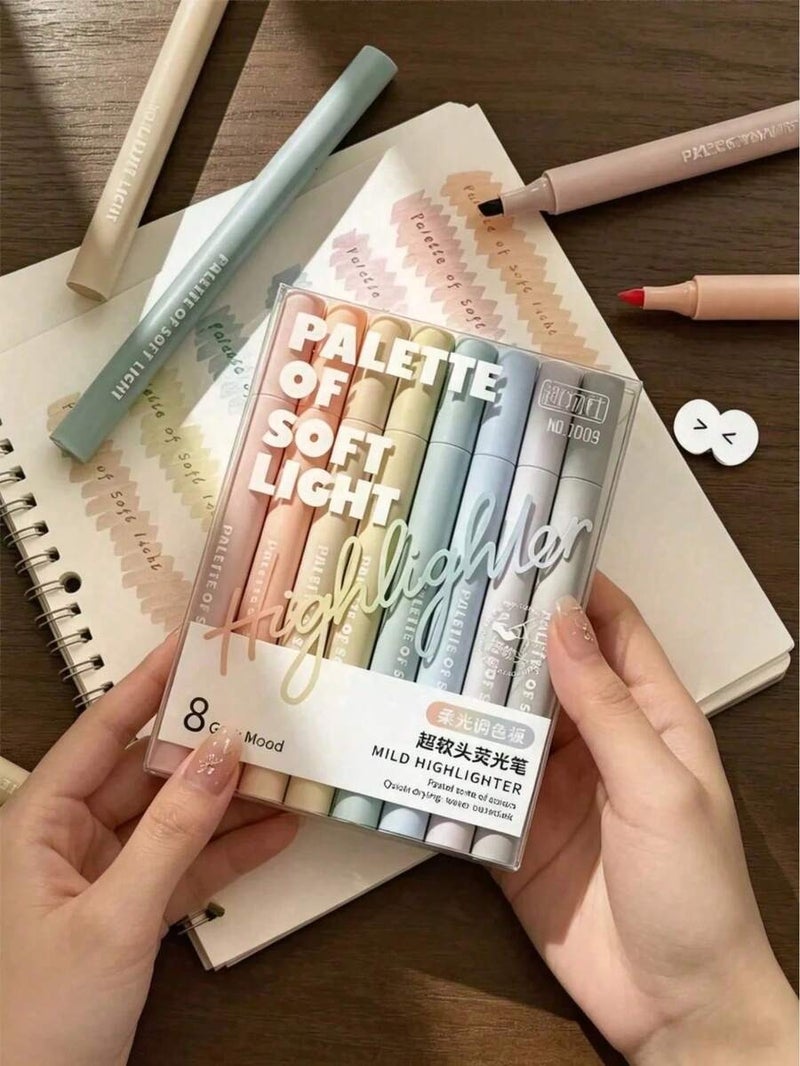 Shein 8/16-Piece Soft Tip Highlighter Pens, Chisel Tip Markers for Highlighting, Note-Taking, Journaling, Doodling, Study, Office Work, DIY Crafts - Image 1