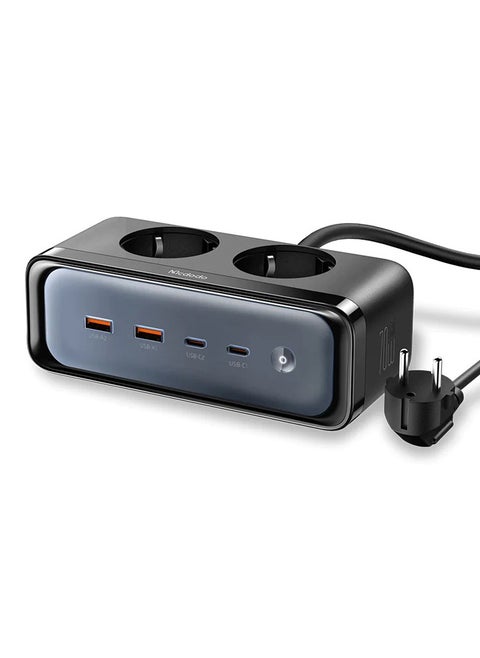 6 in 1 Smart Power Strip CH-461 70W , Ultra-Fast GaN Power Strip with 2 Power Outlets + 2 USB-A Ports + 2 Type-C Ports , Smart Charging with PPS and PD3.0 , Lightning Protection and Smart Power Distribution , Stylish Design with 3D Visual Touch , Ideal for Mobile Phones, Laptops, Tablets, and Smart Devices