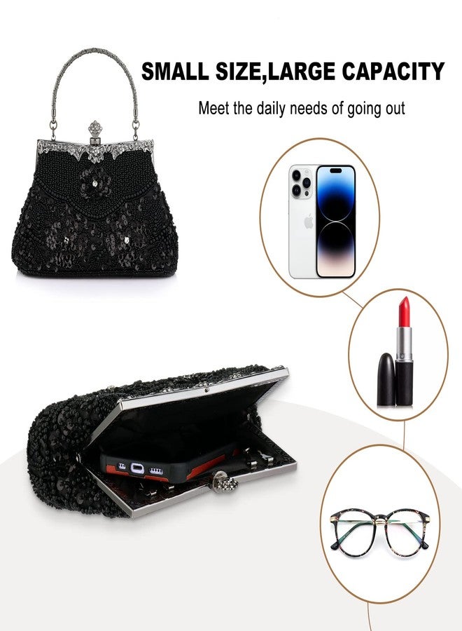 Rkrouco 1920s Vintage Beaded Clutch Evening Bags Pearl Flapper Handbag for Women Wedding Party - Image 5