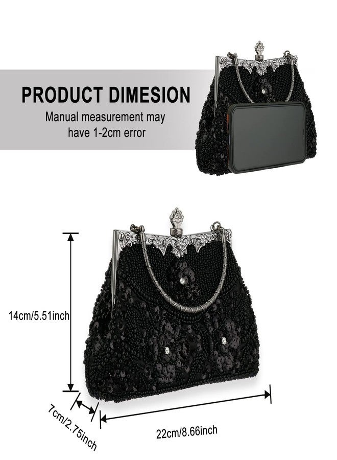 Rkrouco 1920s Vintage Beaded Clutch Evening Bags Pearl Flapper Handbag for Women Wedding Party - Image 4