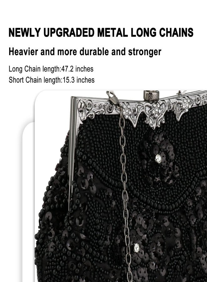 Rkrouco 1920s Vintage Beaded Clutch Evening Bags Pearl Flapper Handbag for Women Wedding Party - Image 3