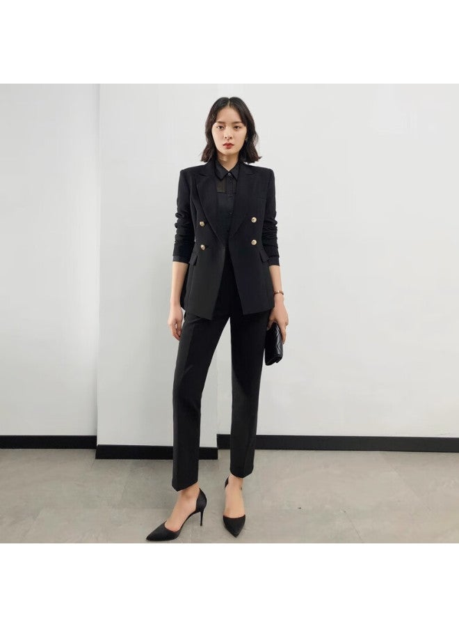 Lady Bird Miss Bird Women's Professional Suit Spring And Autumn Workplace College Student High-end Interview Formal Suit Black Jacket And Pants S - Image 4