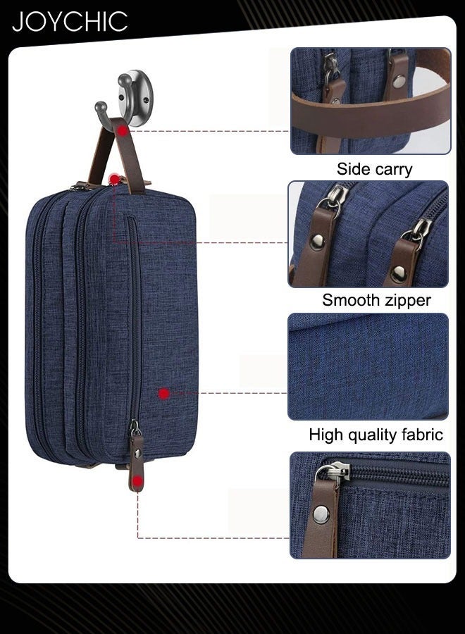 Joychic حقيبة أدوات الزينة أكسفورد ذات سعة كبيرة للسفر في الهواء الطلق وحقيبة تخزين مقاومة للماء وحقيبة تنظيم محمولة للفصل الرطب والجاف للنساء والرجال، أزرق داكن - Image 2