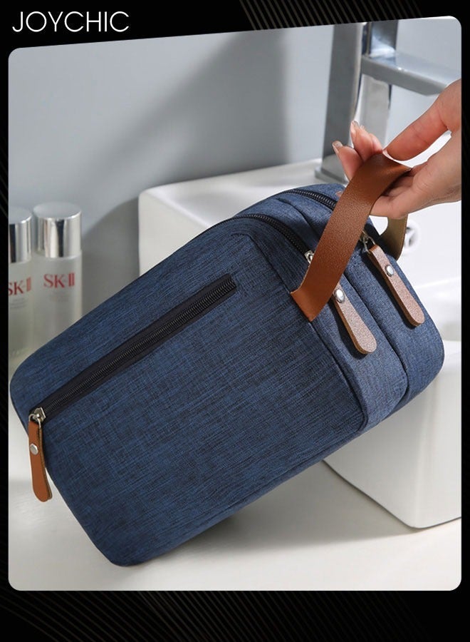 Joychic حقيبة أدوات الزينة أكسفورد ذات سعة كبيرة للسفر في الهواء الطلق وحقيبة تخزين مقاومة للماء وحقيبة تنظيم محمولة للفصل الرطب والجاف للنساء والرجال، أزرق داكن - Image 4