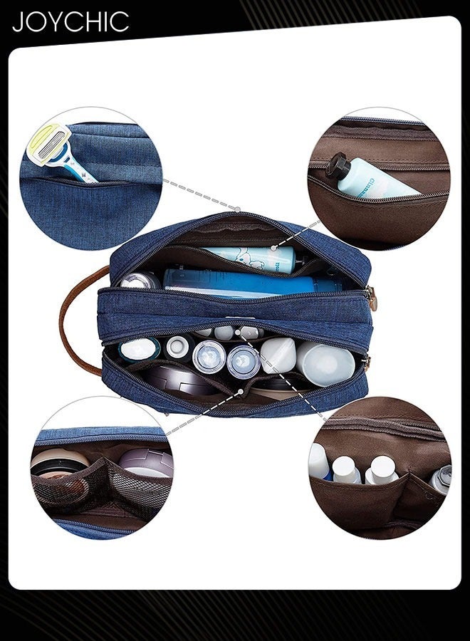 Joychic حقيبة أدوات الزينة أكسفورد ذات سعة كبيرة للسفر في الهواء الطلق وحقيبة تخزين مقاومة للماء وحقيبة تنظيم محمولة للفصل الرطب والجاف للنساء والرجال، أزرق داكن - Image 3