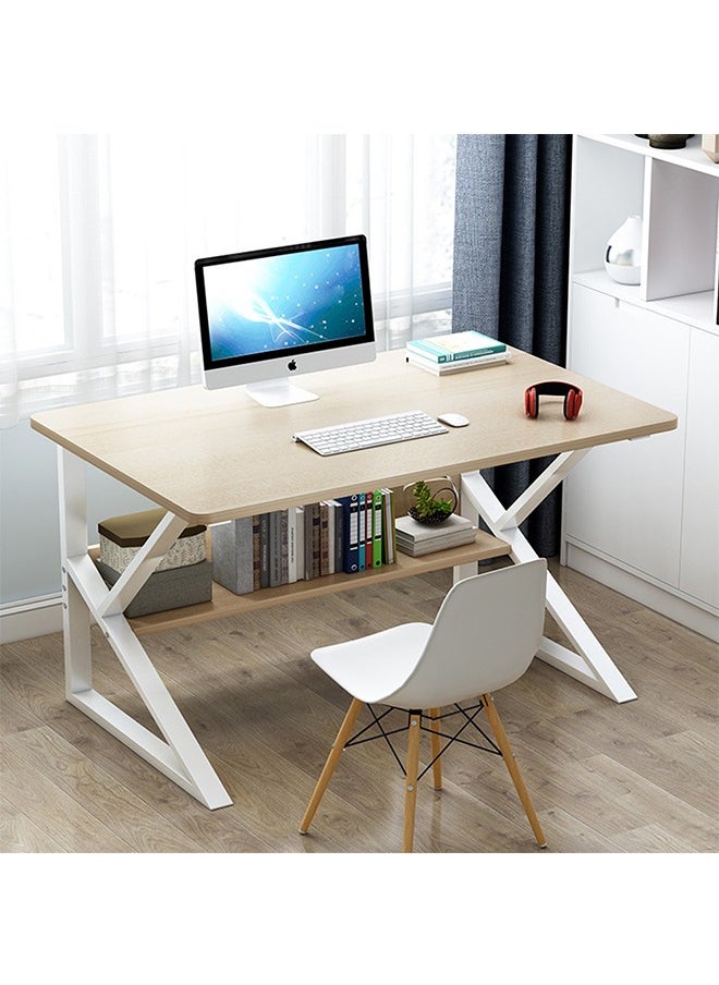 CityRiya-Long - Computer Desk Home Office Desk Study Writing Table with Storage Shelf Modern Simple Style Laptop Table for Student Teens Adults( chair not included) - Image 1