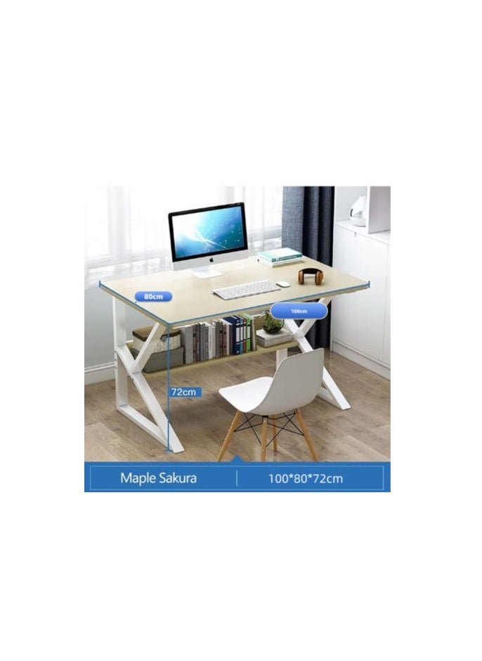 CityRiya-Long - Computer Desk Home Office Desk Study Writing Table with Storage Shelf Modern Simple Style Laptop Table for Student Teens Adults( chair not included) - Image 1