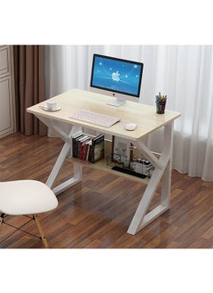 CityRiya-Long Computer Desk Home Office Desk Study Writing Table with Storage Shelf Modern Simple Style Laptop Table for Student Teens Adults( chair not included)  - Image 2