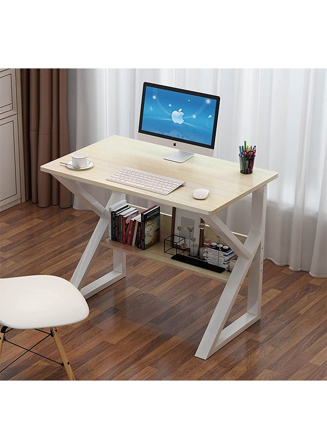 CityRiya-Long - Computer Desk Home Office Desk Study Writing Table with Storage Shelf Modern Simple Style Laptop Table for Student Teens Adults( chair not included) - Image 1