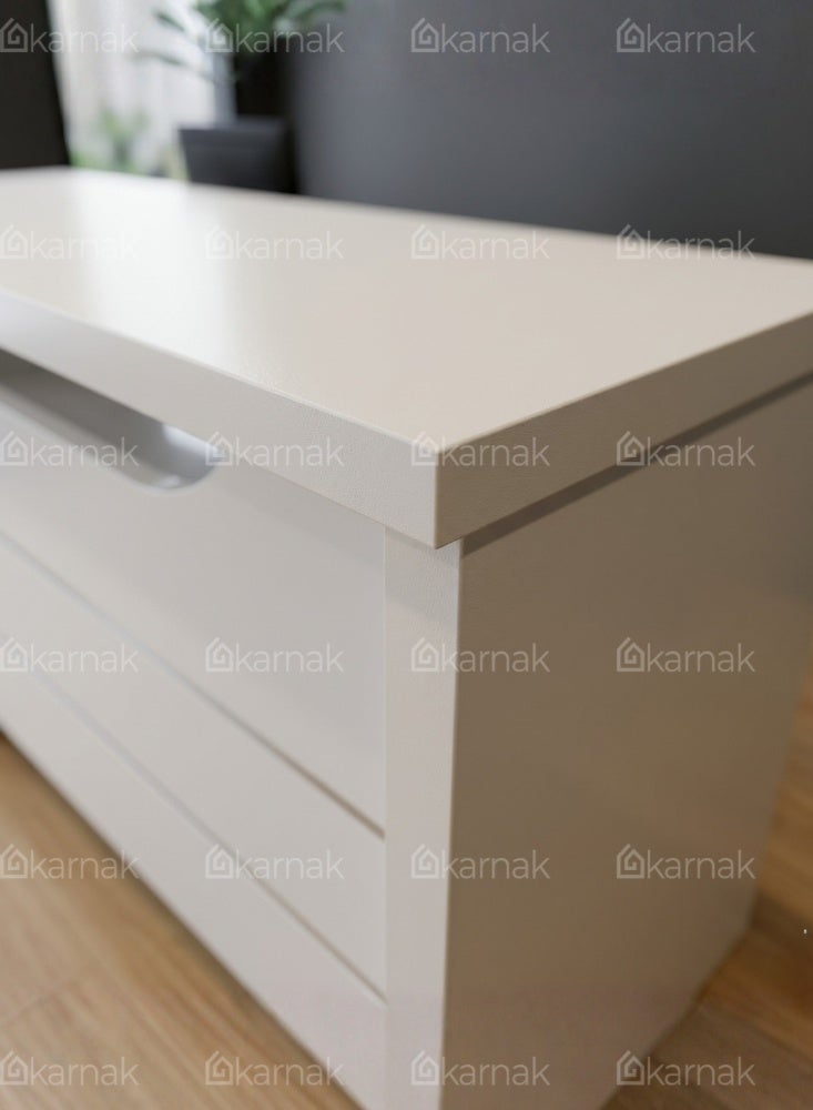 KARNAK Clanton Office Computer Desk with 3 Drawers & Lock Keys Industrial Study Table Rustic Workstation (White) - Image 3