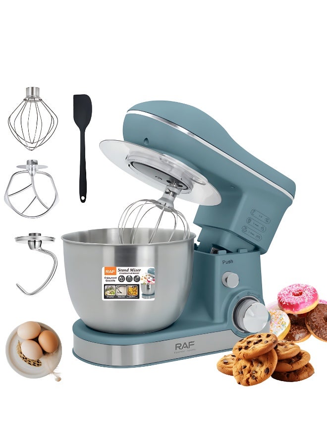 آر إيه أف خلاط قائم من RAF بقوة 1600 واط - وعاء من الفولاذ المقاوم للصدأ سعة 4.0 لتر، وآلة مطبخ بست سرعات مع نبضات، وخفاقة، ومضرب، وخطاف عجين - Image 1