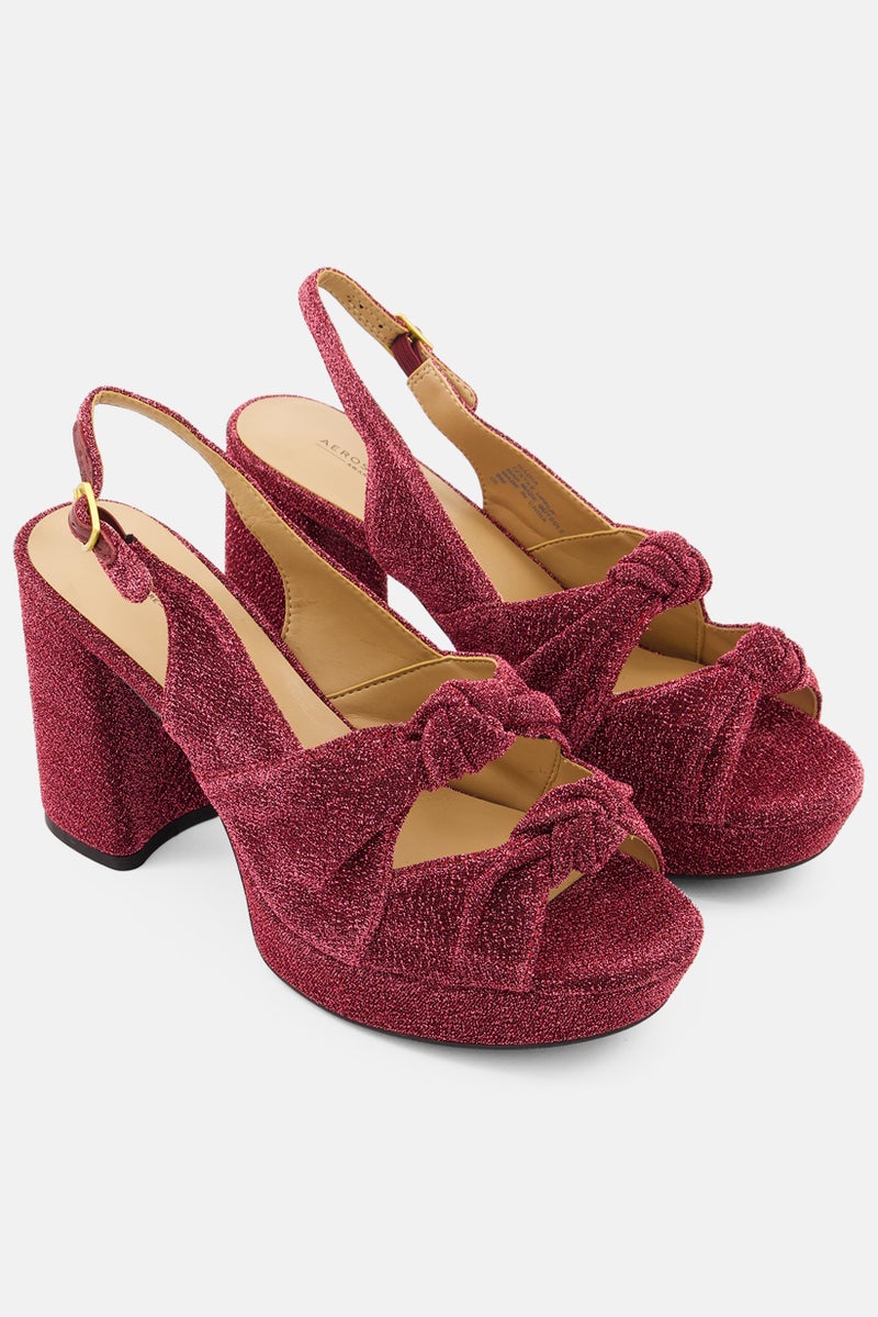 AEROSOLES صنادل نسائية بكعب عالٍ معدني قابل للتعديل، مارون - Image 1