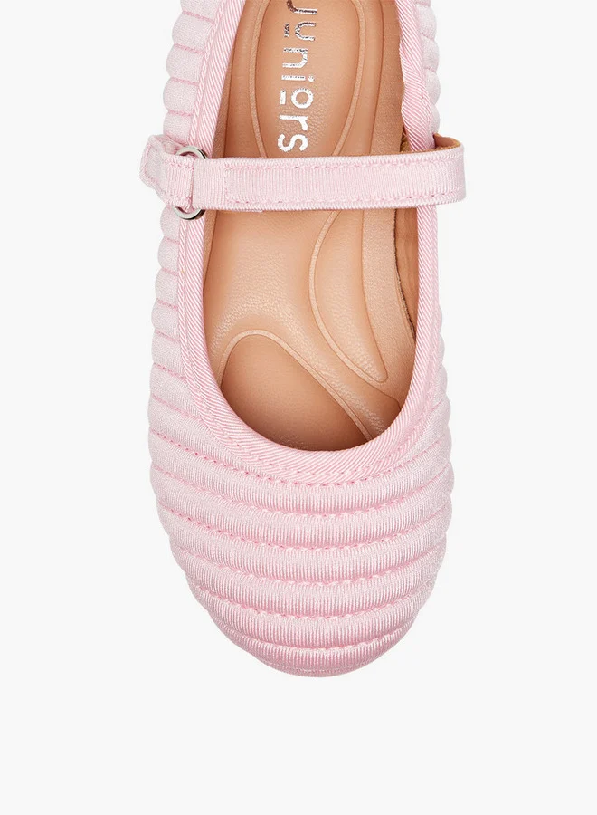 JUNIORS Textured Ballerina Shoes with Hook and Loop Closure