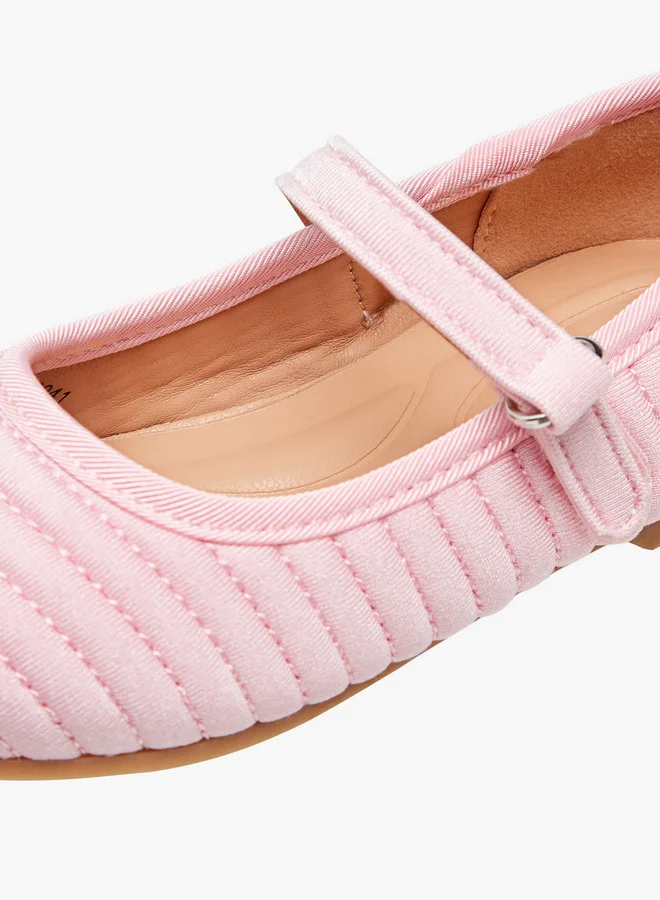 JUNIORS Textured Ballerina Shoes with Hook and Loop Closure